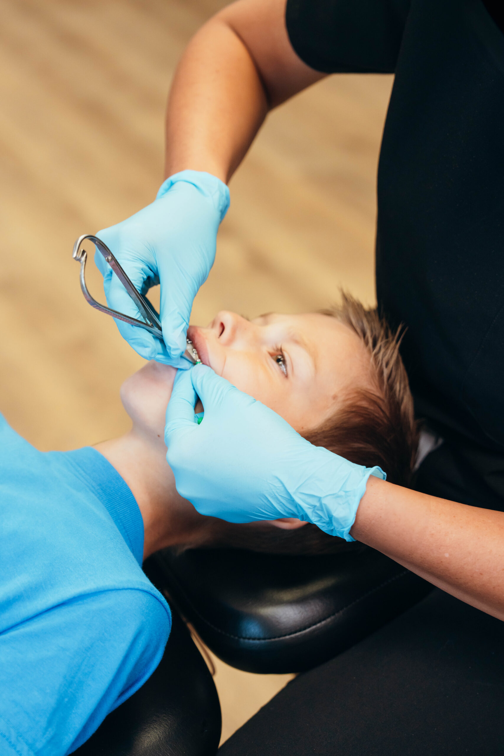 Kid having braces tightened at Prince Orthodontics near American Fork, Utah
