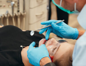 A patient undergoing dental braces treatment.